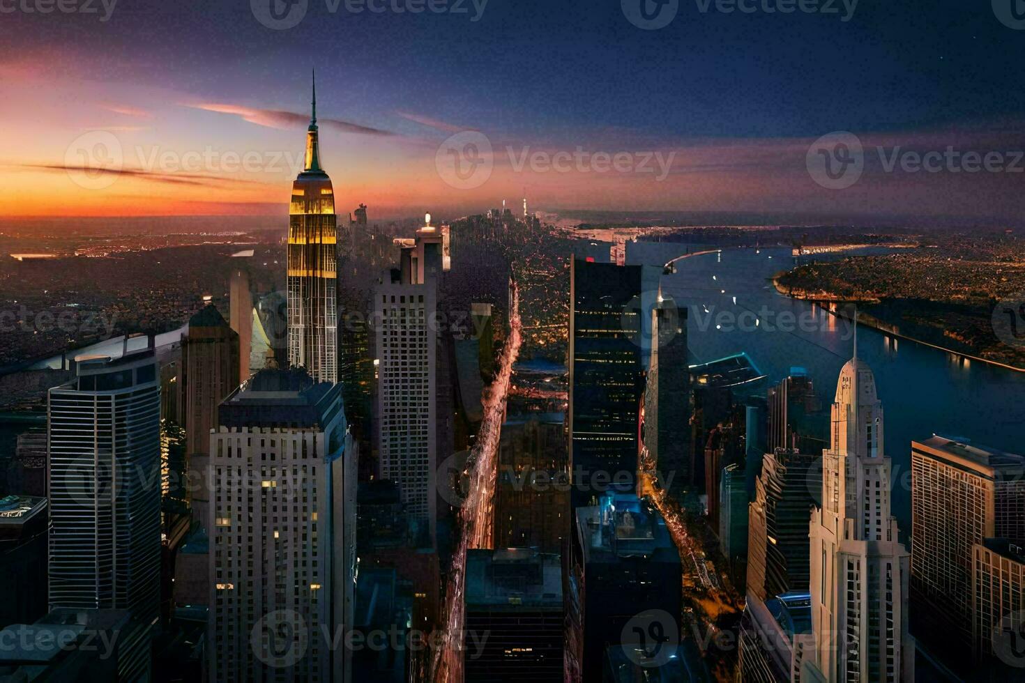 the city skyline at sunset. AI-Generated photo