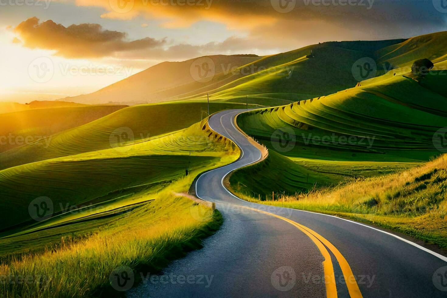 the road to the future. AI-Generated photo