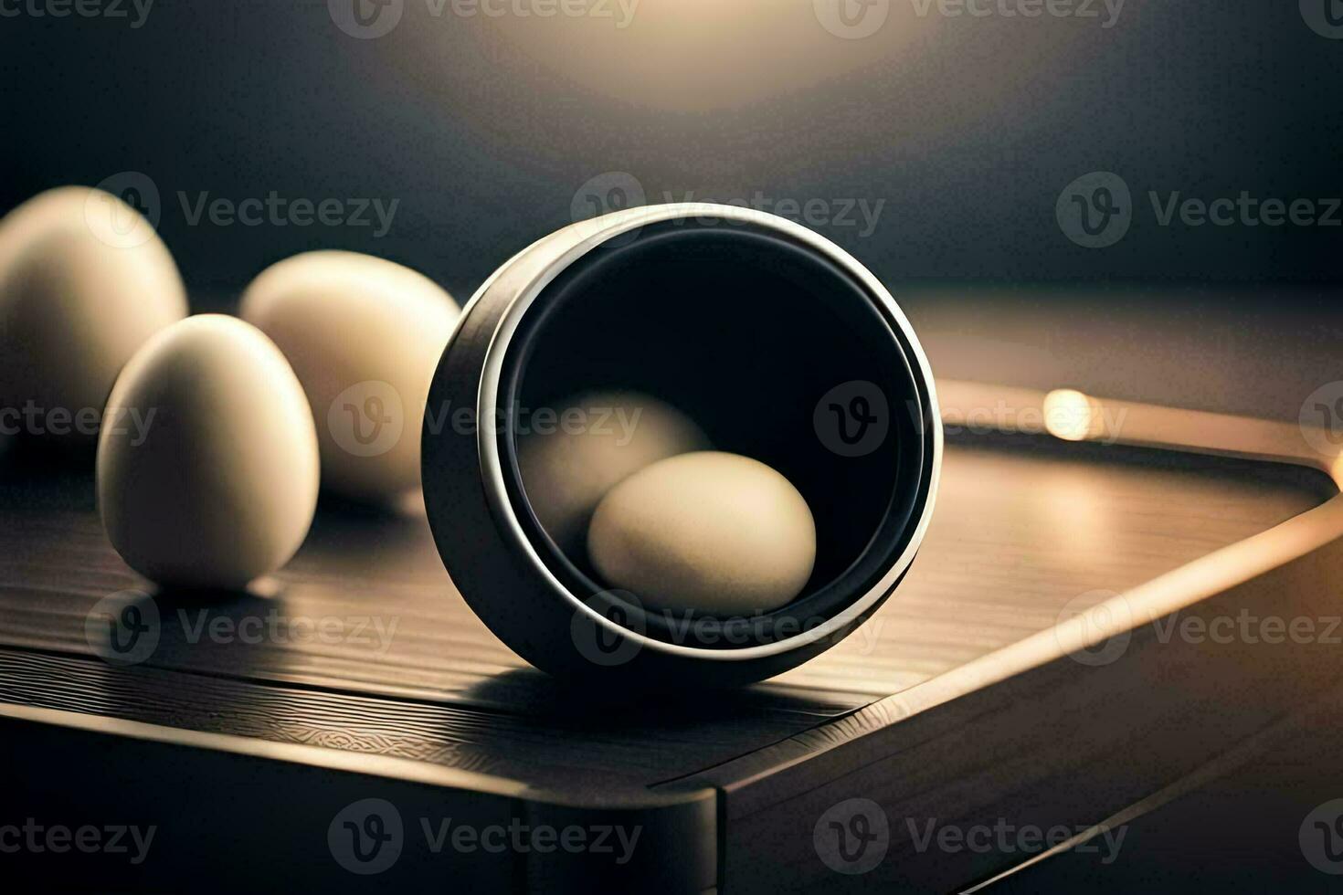 eggs on a table with a black and white background. AI-Generated photo