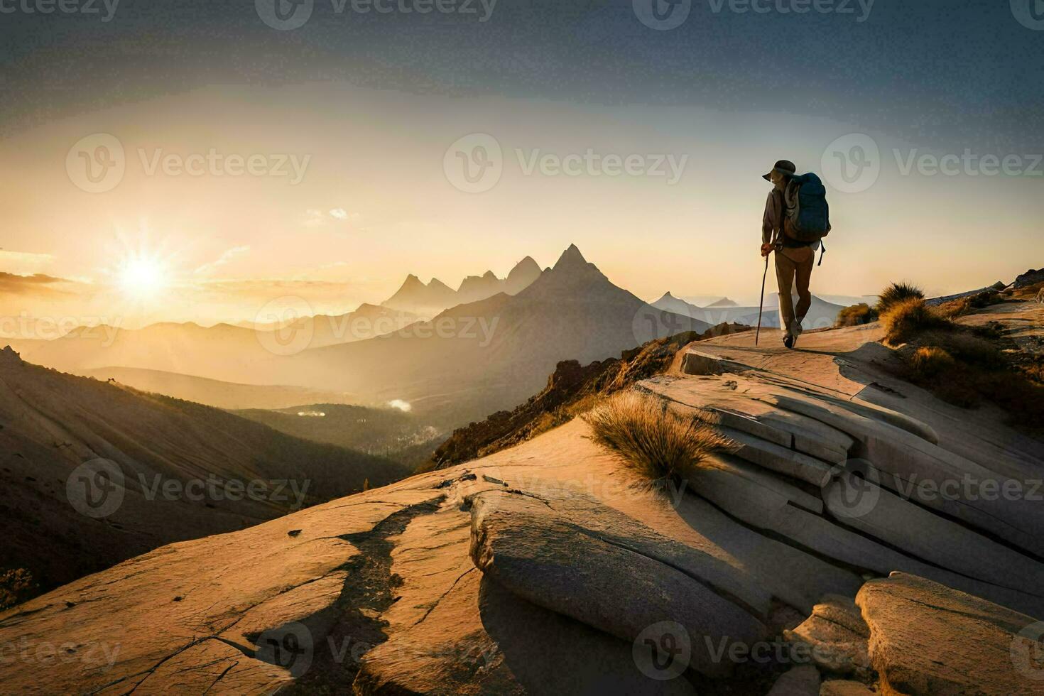 the man on the mountain. AI-Generated photo