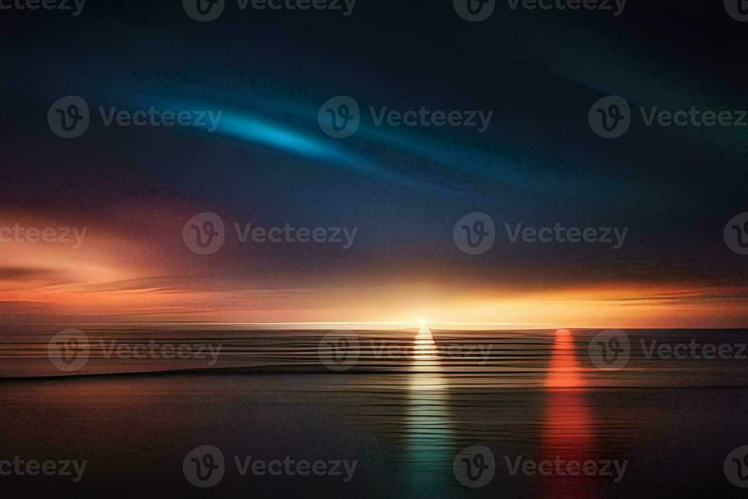 the sun is setting over the ocean. AI-Generated photo