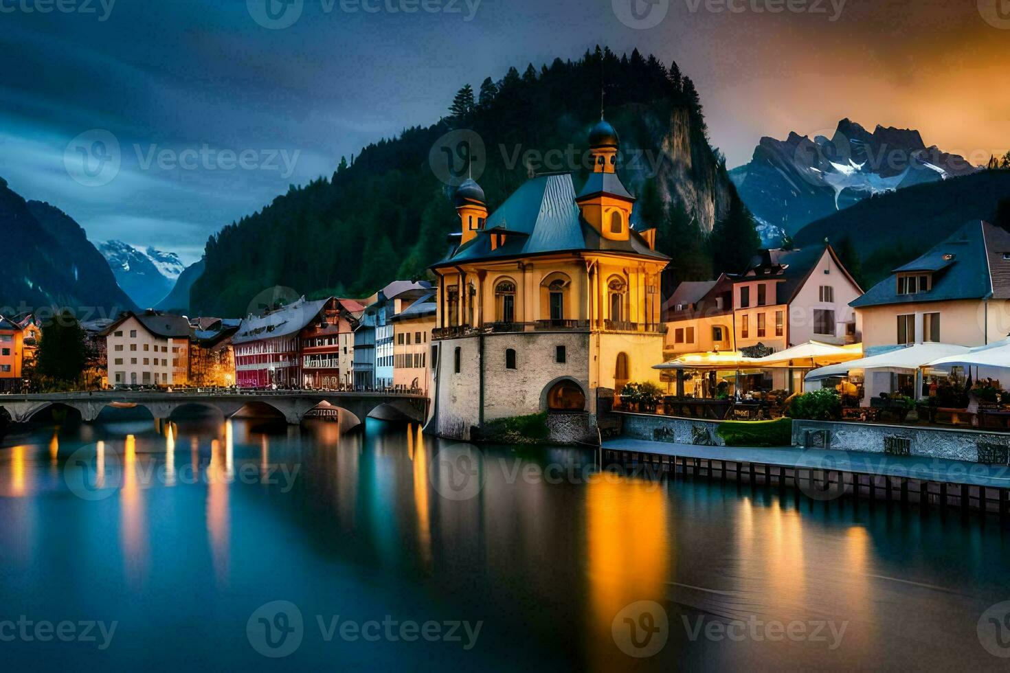 the town of hallstatt, austria. AI-Generated photo