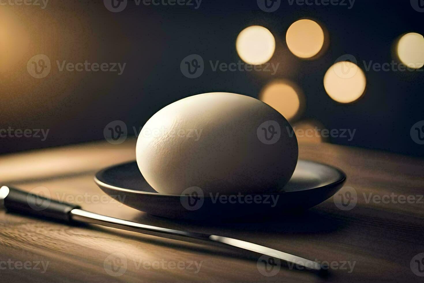 a ball of dough on a plate with a knife. AI-Generated photo