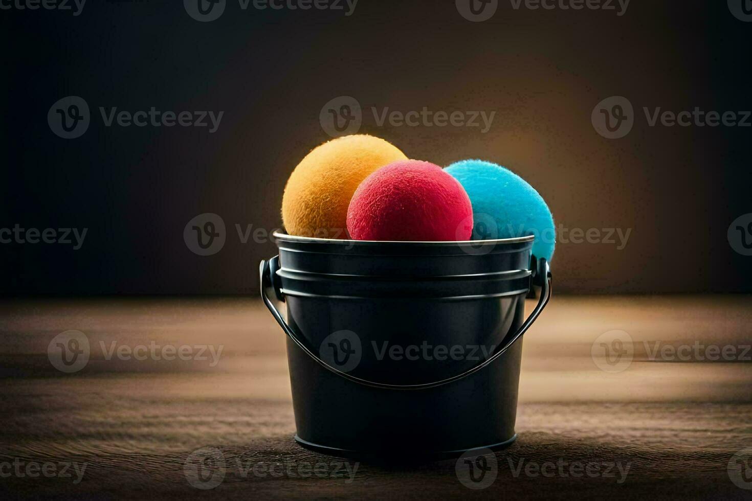 easter eggs in a bucket. AI-Generated photo