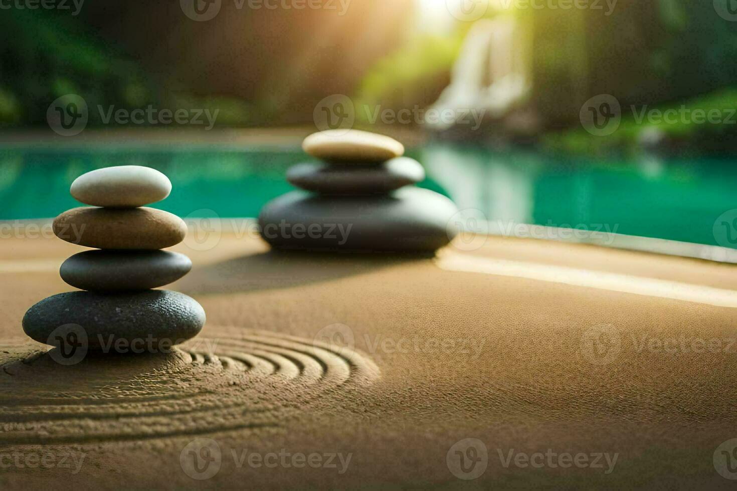 zen stones in the garden. AI-Generated photo