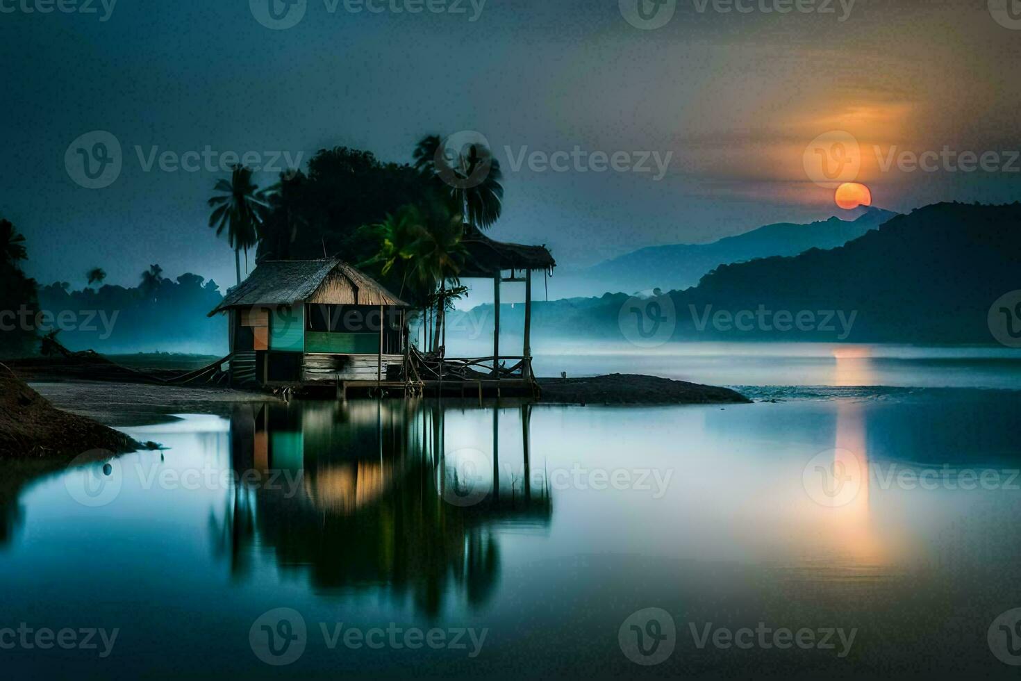 el casa en el agua. generado por ai foto