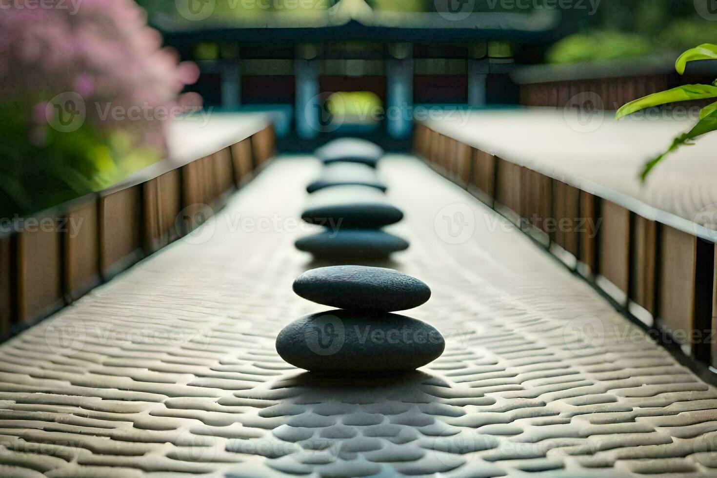 zen stones in a zen garden. AI-Generated photo