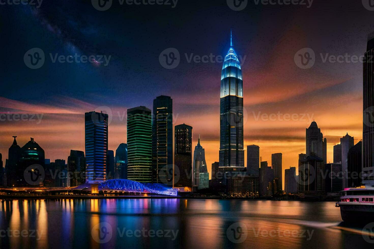 the kuala Lumpur skyline at night. AI-Generated photo
