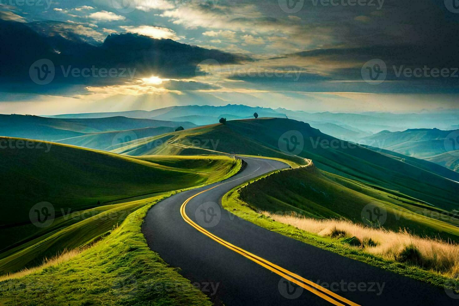 the road to the future. AI-Generated photo