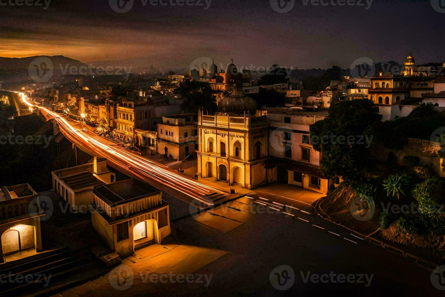 the city of udaipur at night. AI-Generated photo