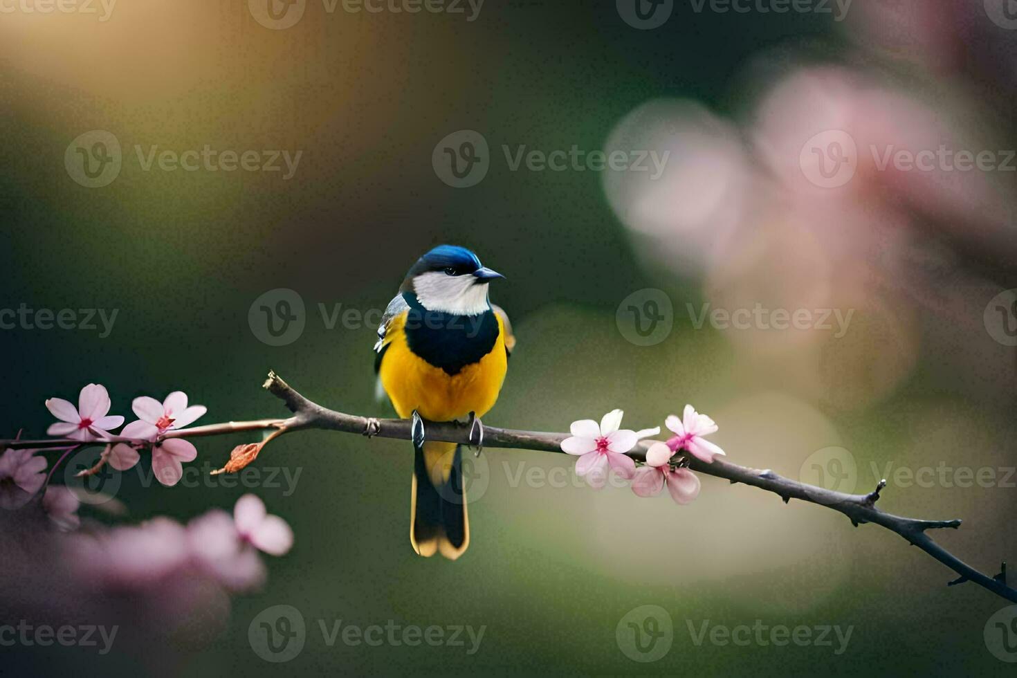 photo wallpaper the bird, flowers, spring, the bird, spring, the bird, spring,. AI-Generated