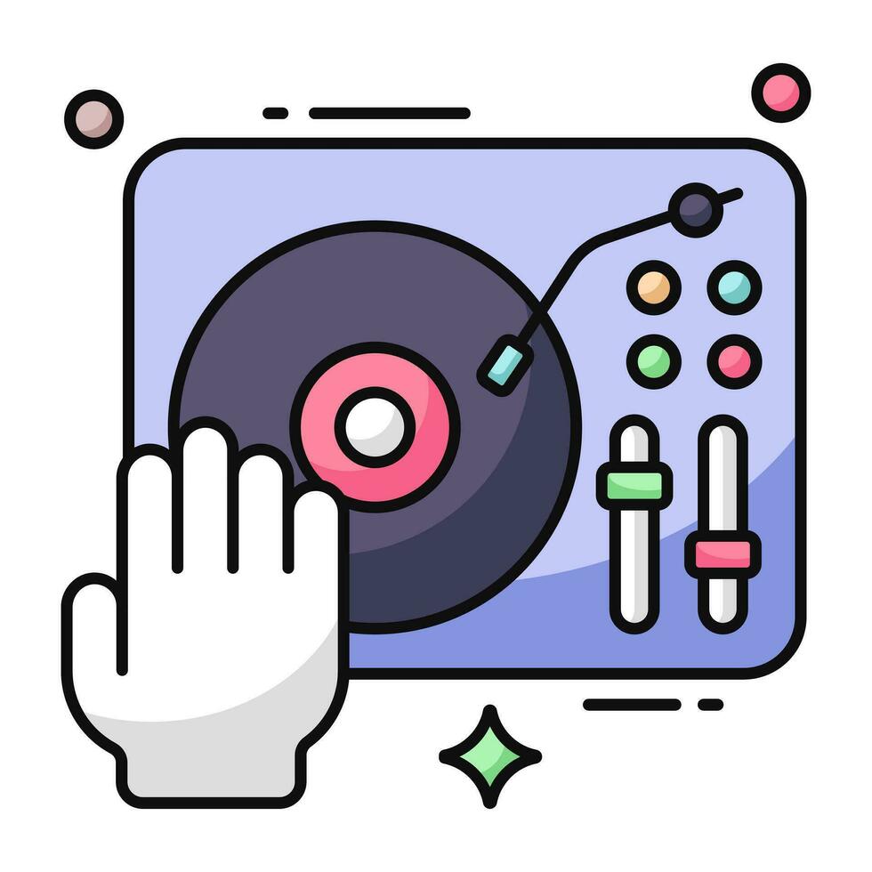 A retro vinyl recorder icon, vector design of turntable