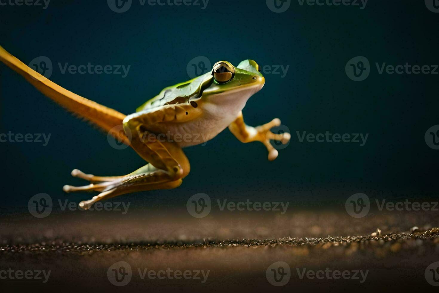 a frog jumping in the air. AI-Generated photo