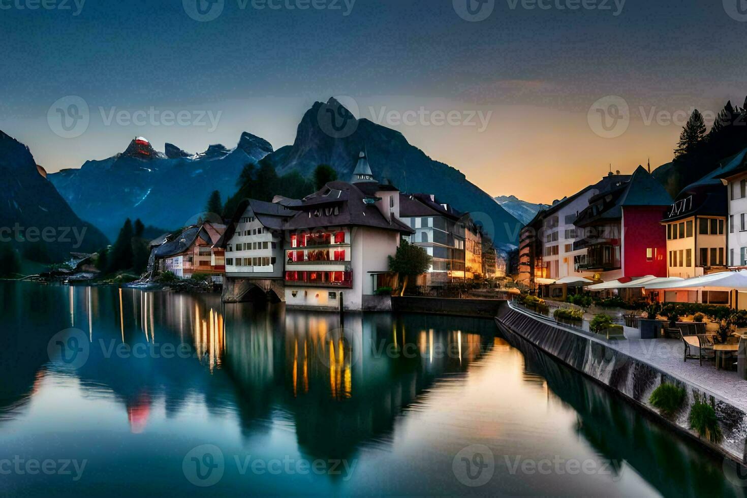 the town of hallstatt, switzerland. AI-Generated photo