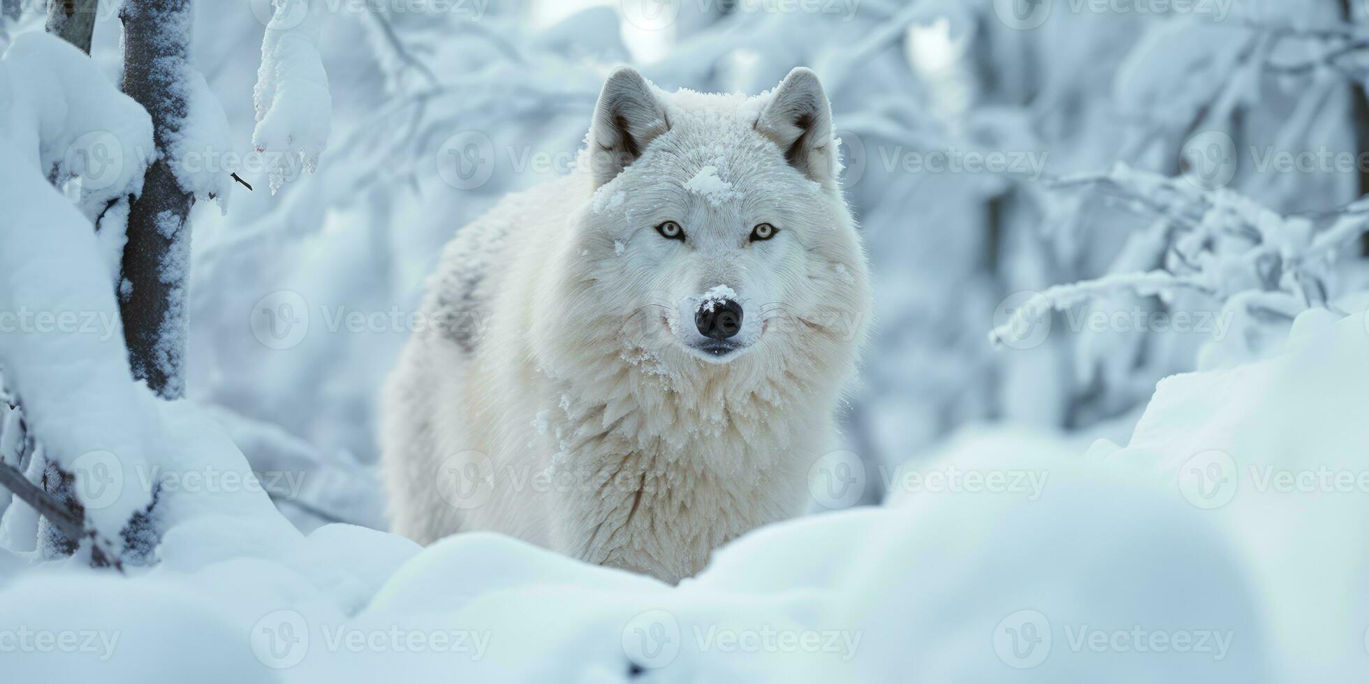 snow wolf waling snowstorm, AI Generative photo