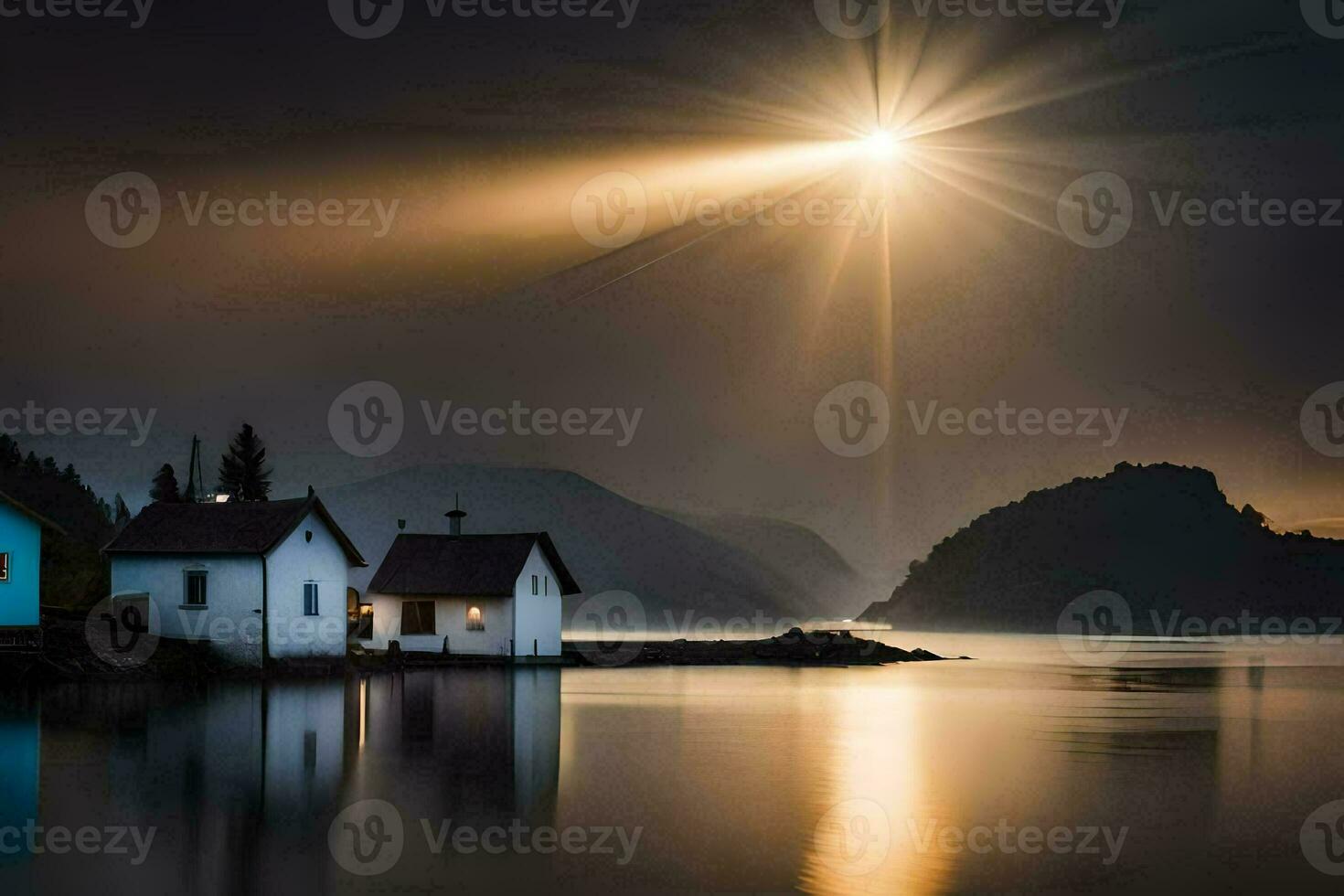 photo wallpaper the sky, light, the sun, the moon, the moonlight, the sun. AI-Generated