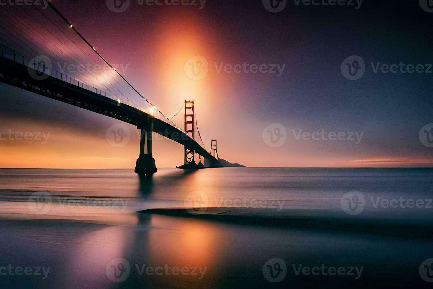 the golden gate bridge at sunset. AI-Generated photo