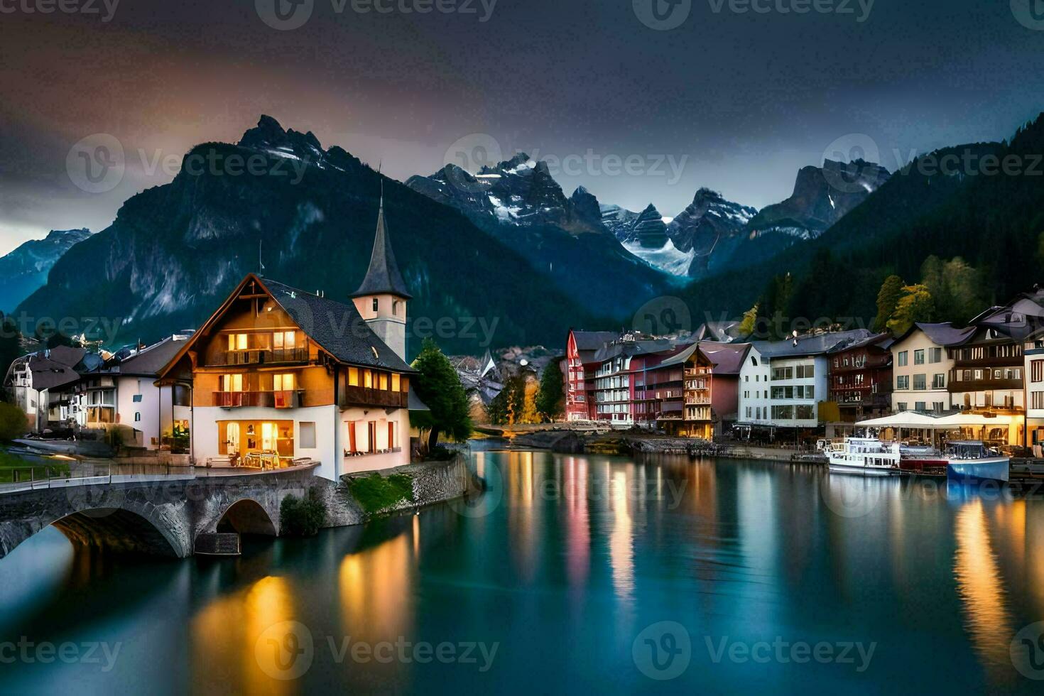 the beautiful town of hallstatt, switzerland. AI-Generated photo