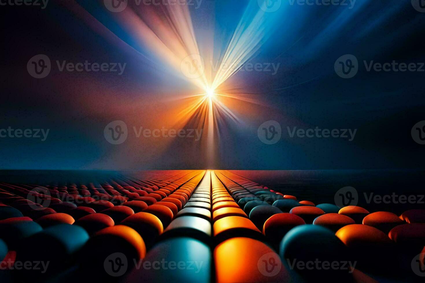 a colorful abstract image of a field with many balls. AI-Generated photo
