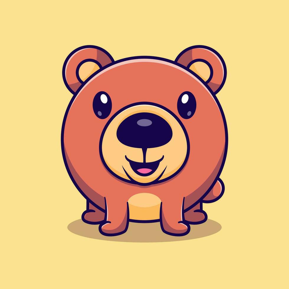 Cute round baby bear cartoon vector icon illustration animal nature icon concept isolated flat