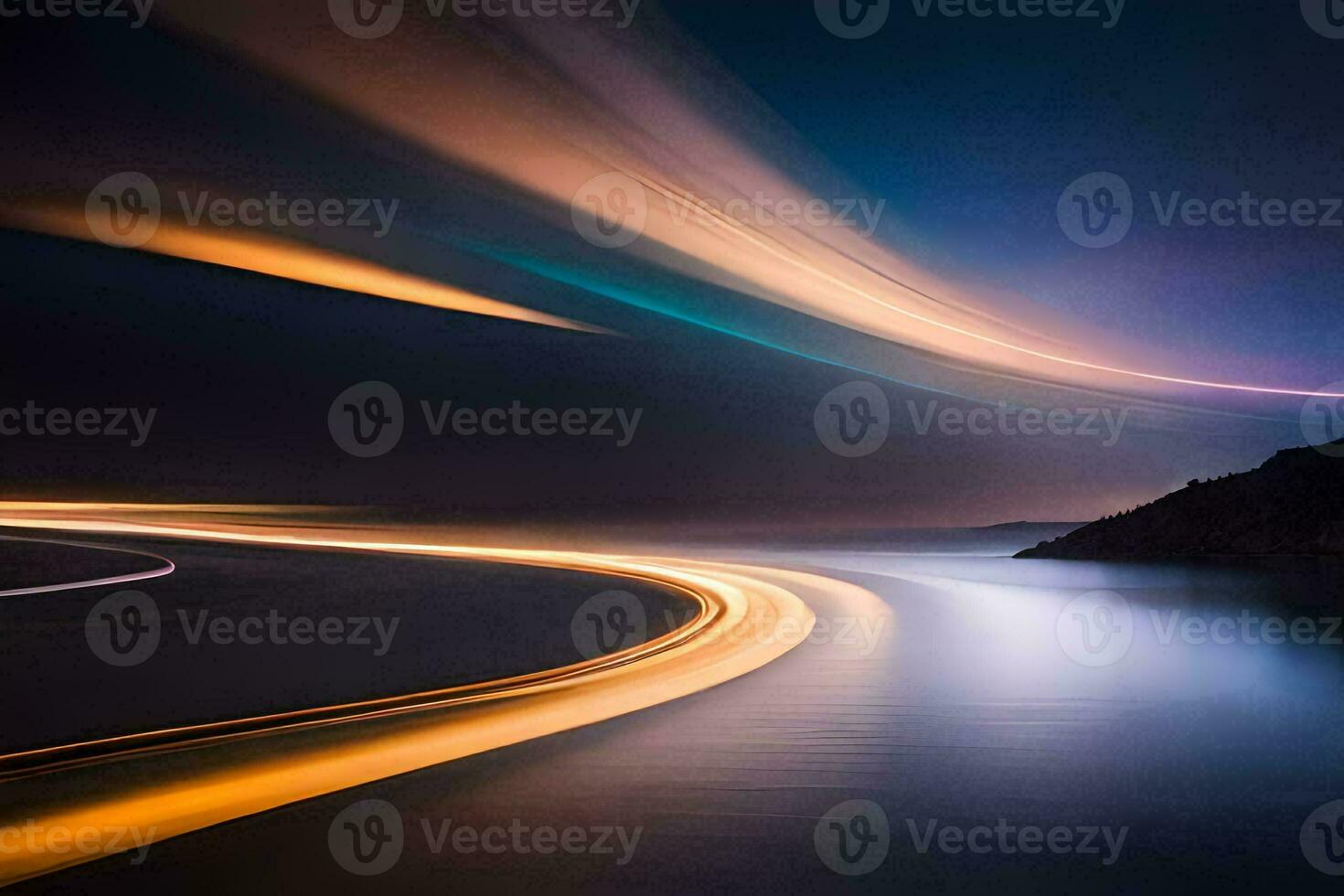 a long exposure photograph of a long exposure of light trails. AI-Generated photo