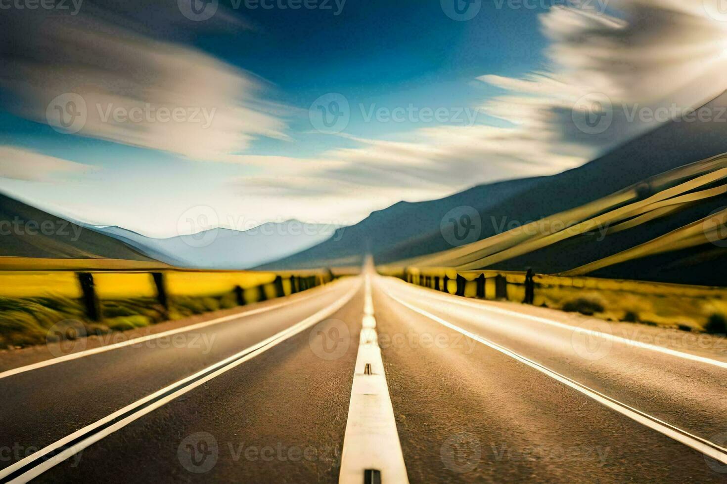 a long empty road in the mountains. AI-Generated photo