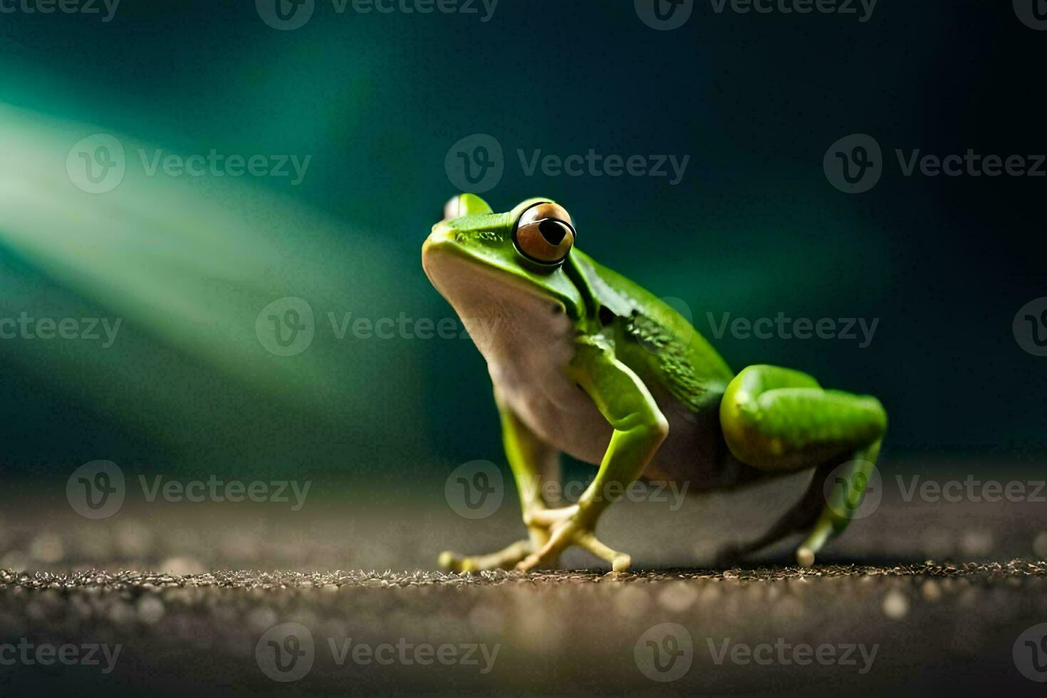 a frog is standing on its hind legs. AI-Generated photo