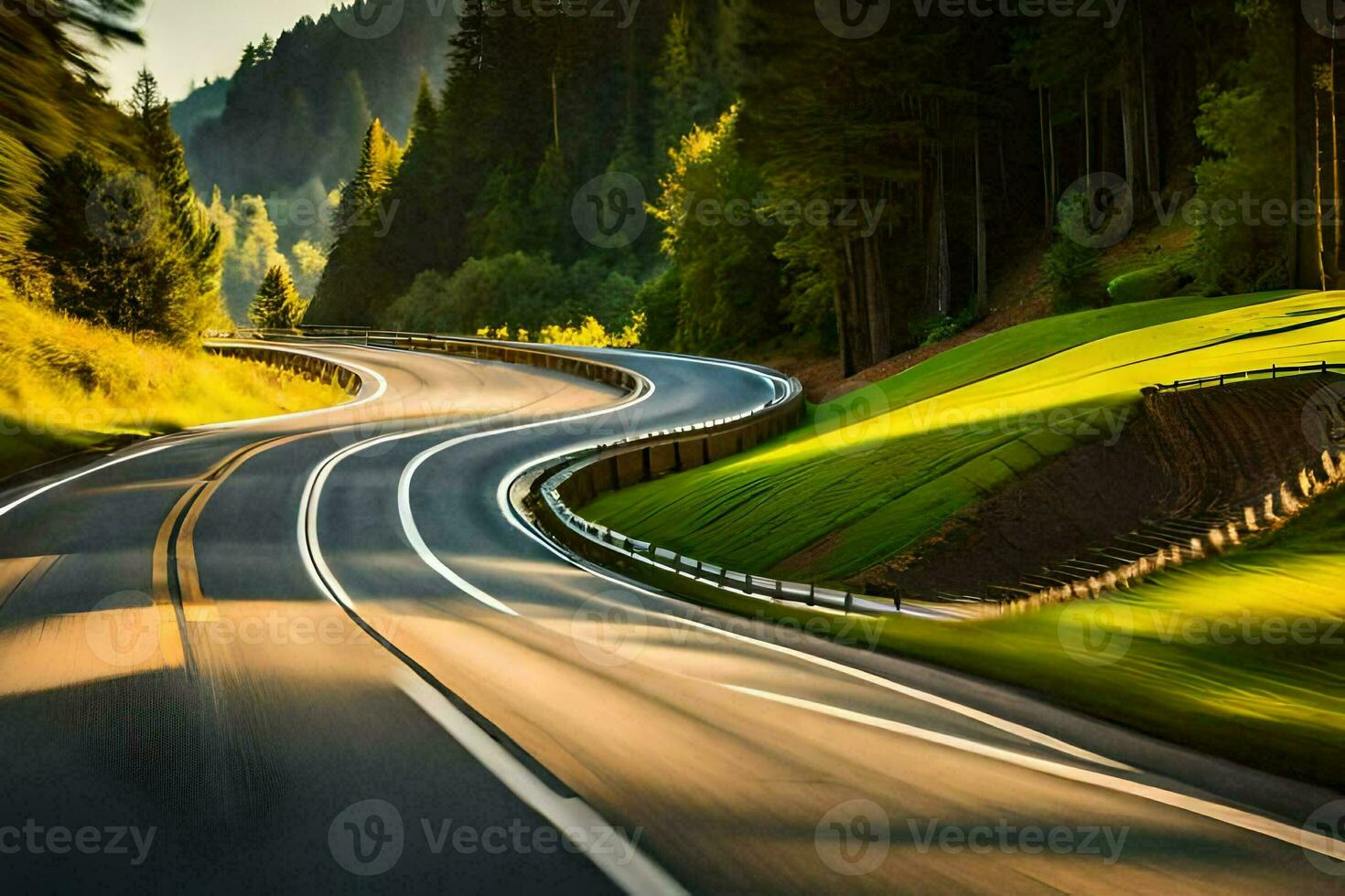 a winding road in the mountains. AI-Generated photo