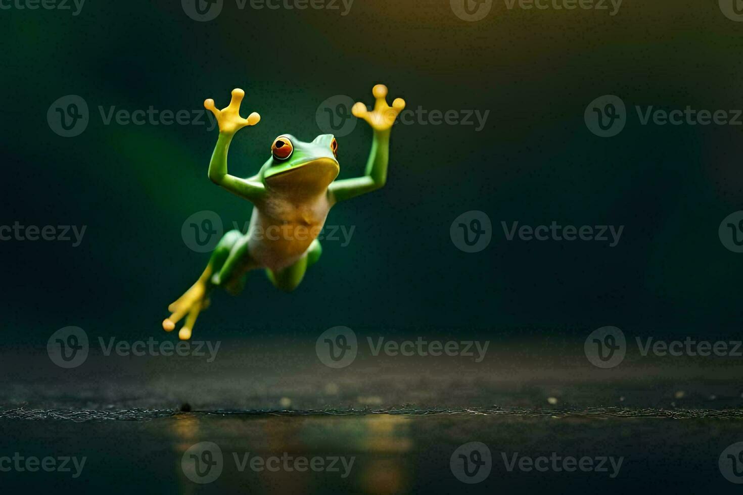 a frog jumping in the air. AI-Generated photo
