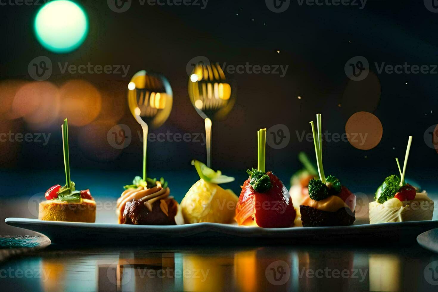 a plate with appetizers on it. AI-Generated photo