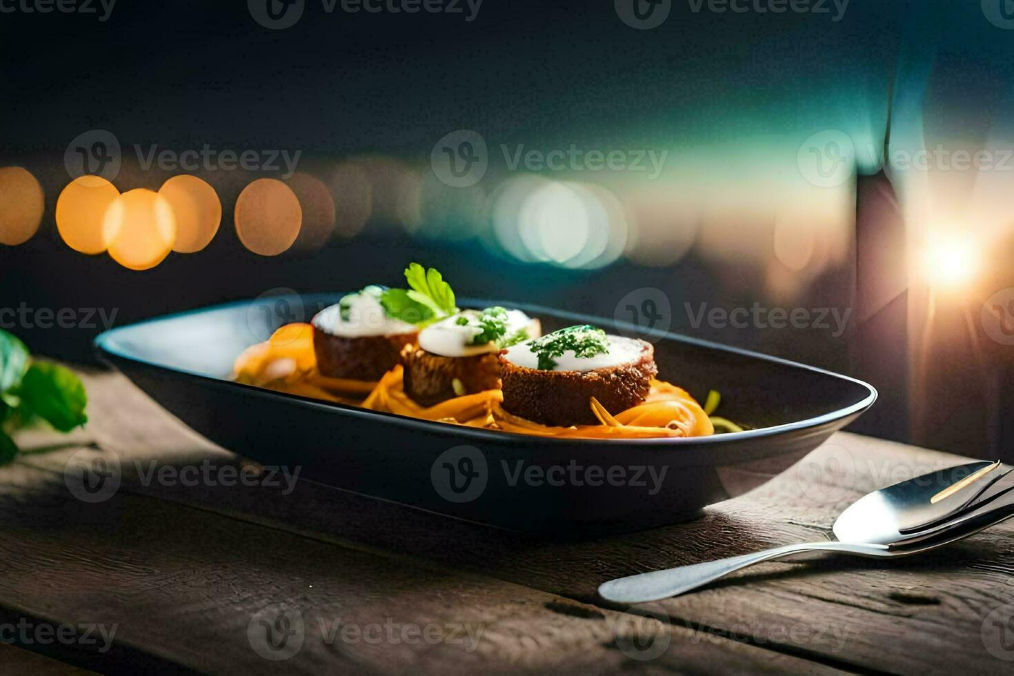 a plate of food with carrots and meat on it. AI-Generated photo