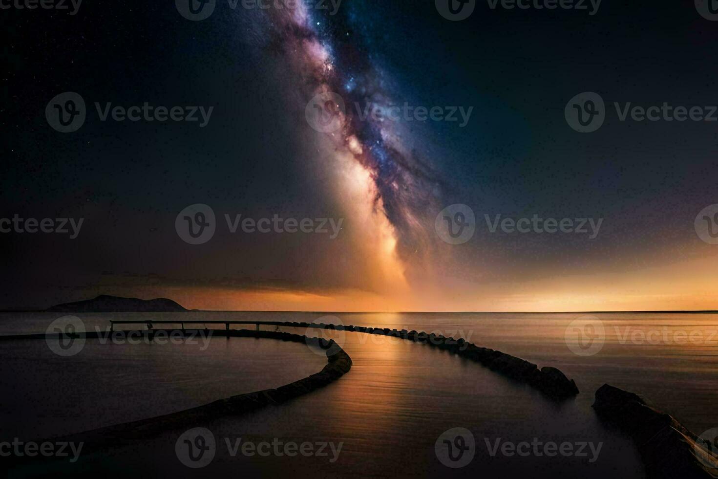 the milky way over the ocean. AI-Generated photo