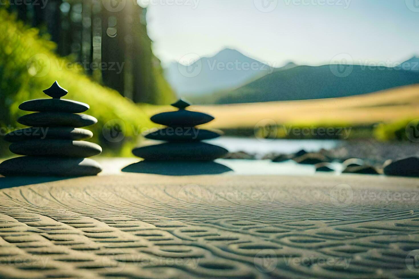 zen stones in the mountains. AI-Generated photo