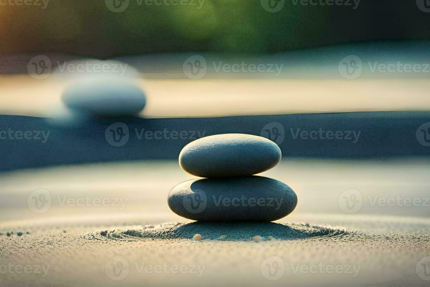 two stones are stacked on top of each other. AI-Generated photo