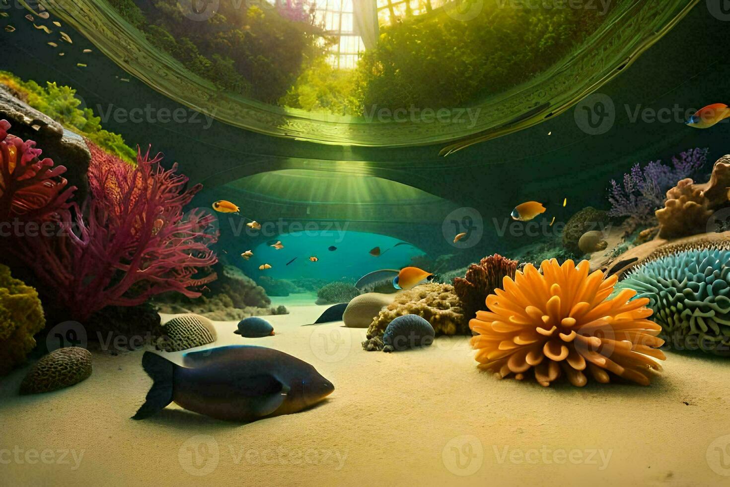 a beautiful underwater scene with coral and fish. AI-Generated photo