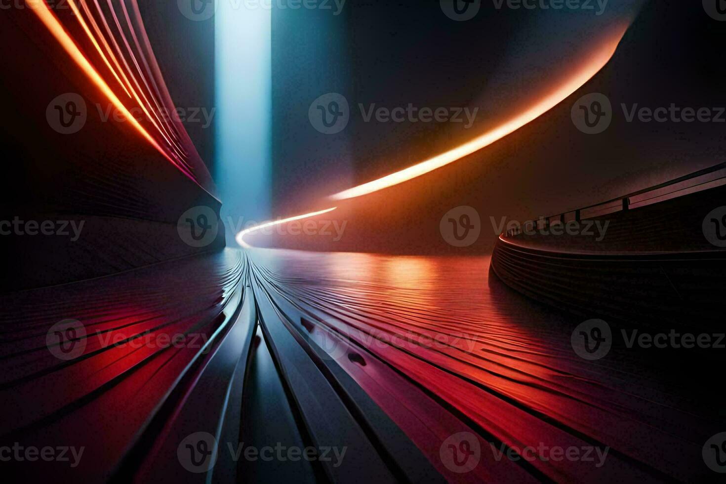 a long tunnel with lights and a long line of cars. AI-Generated photo