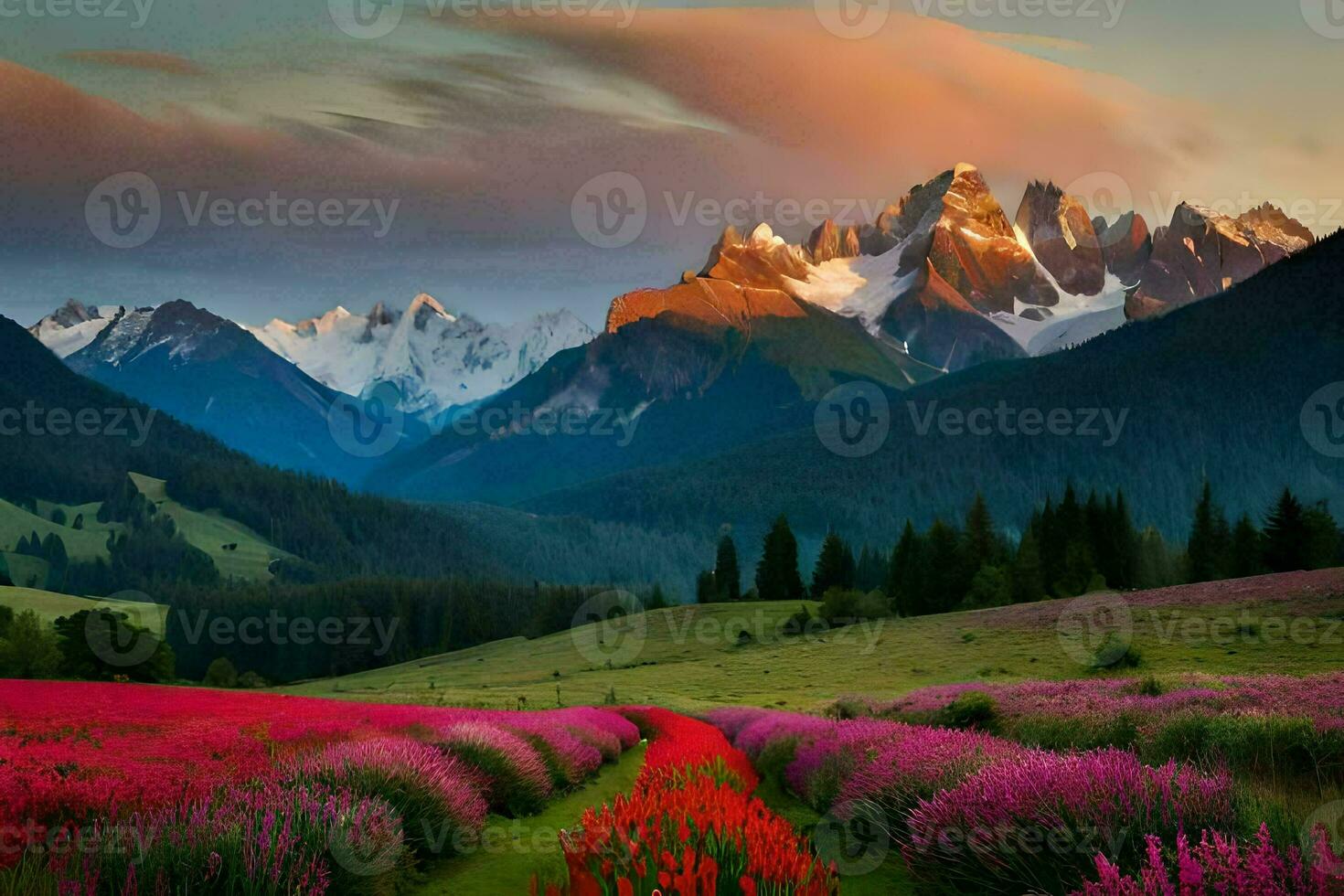 the flowers of the alps, person, person, person, person, flowers, flowers,. AI-Generated photo