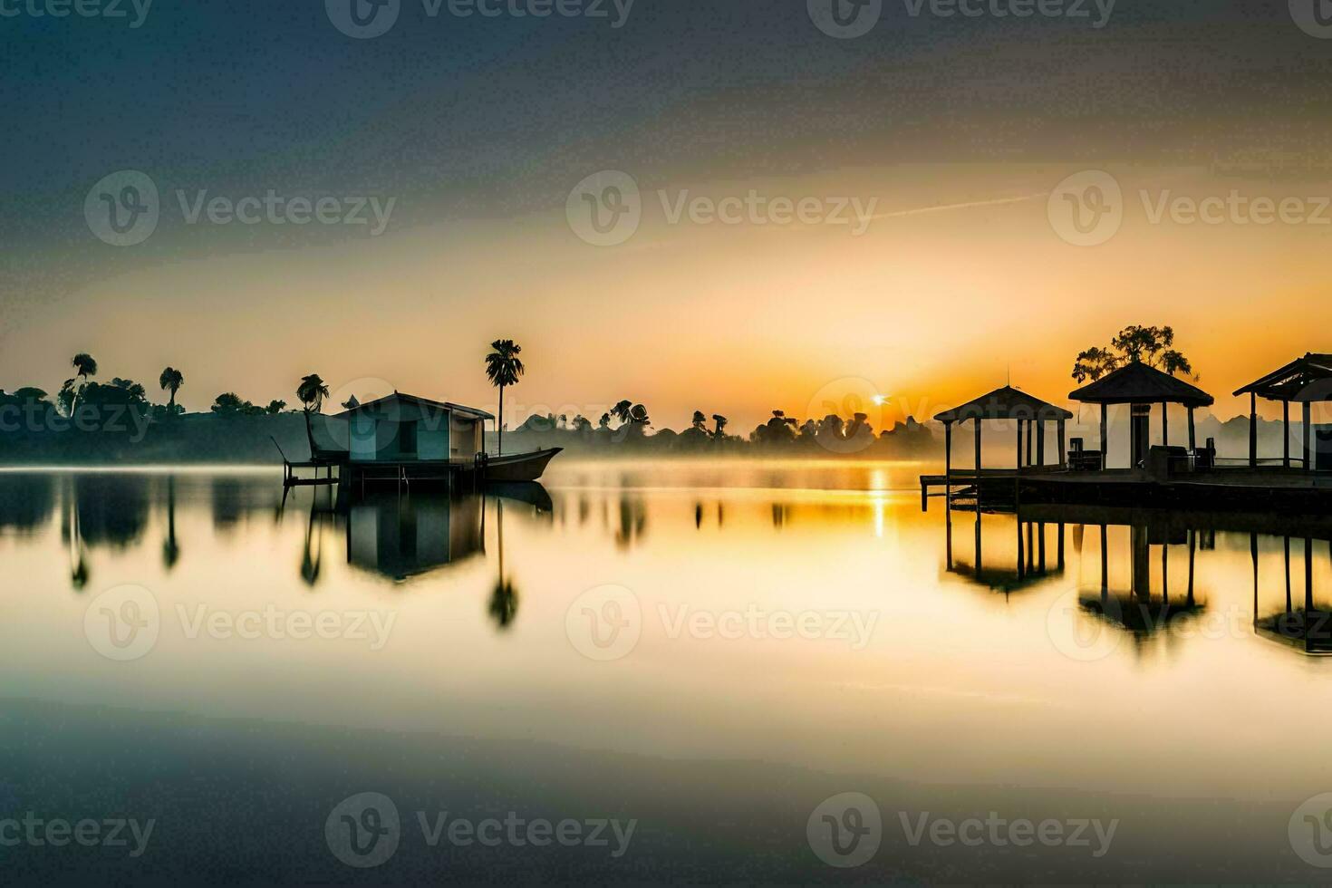 a beautiful sunrise over the water. AI-Generated photo