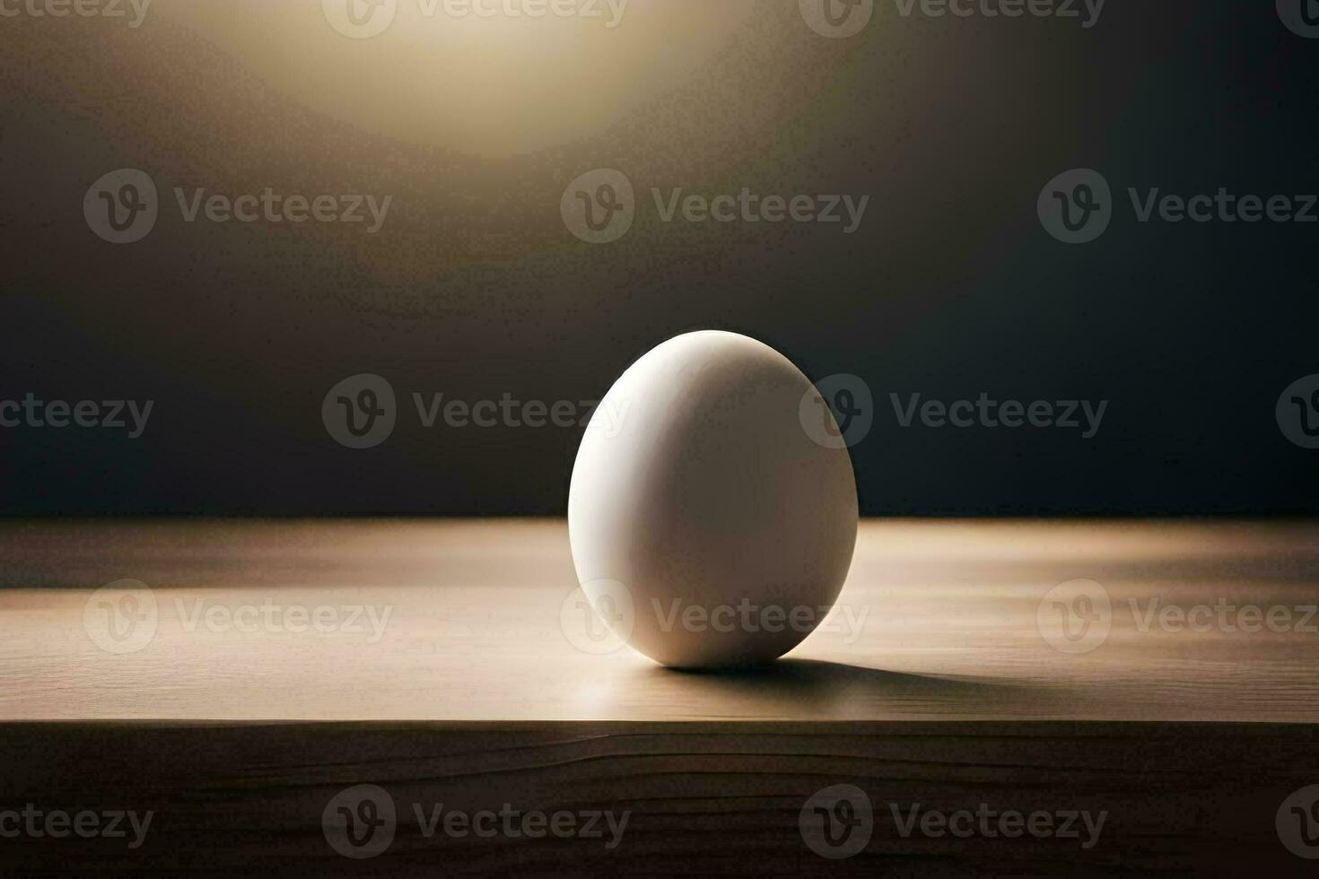 an egg sitting on a table in front of a light. AI-Generated photo