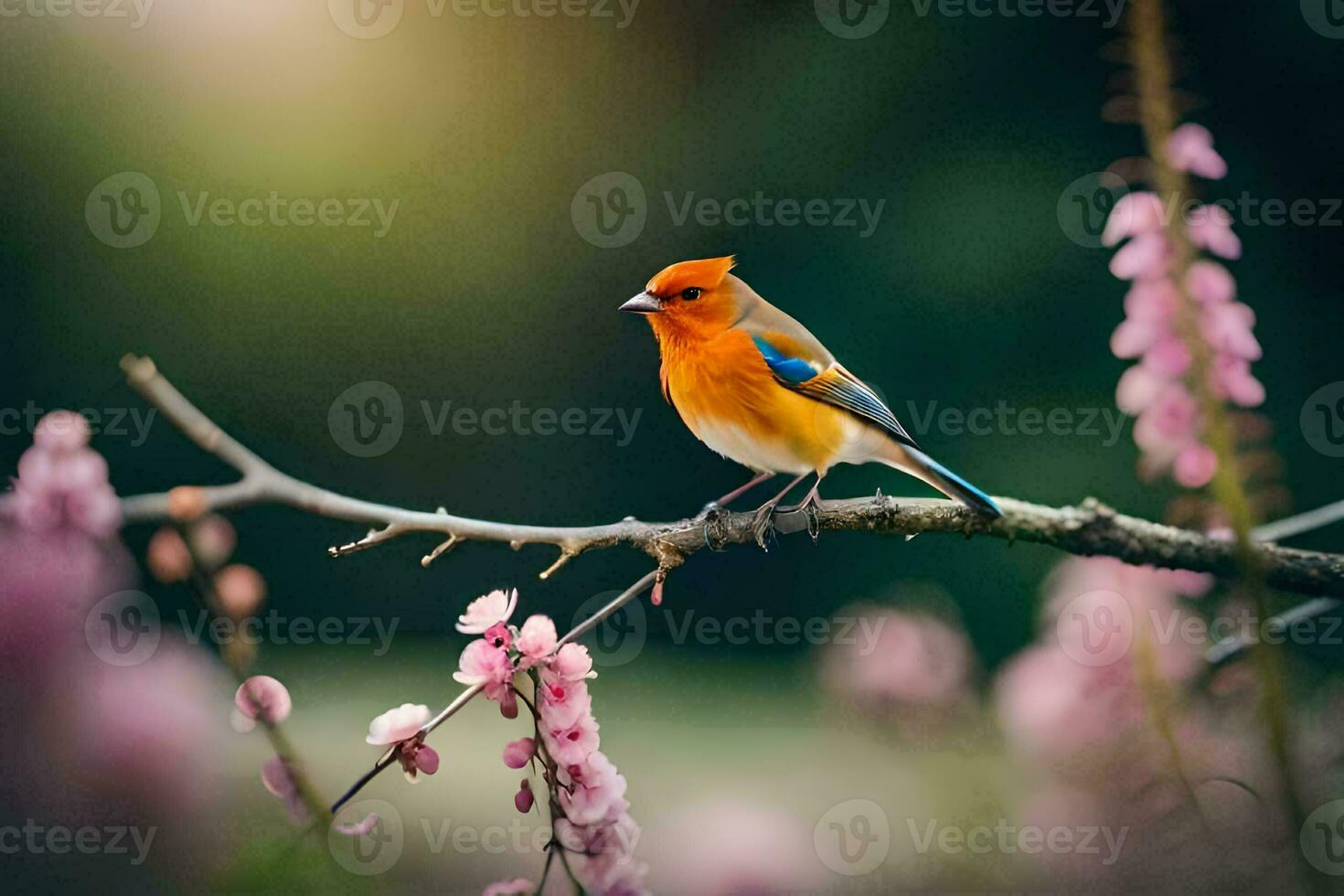 photo wallpaper the sky, bird, spring, flowers, the bird, spring, the bird,. AI-Generated