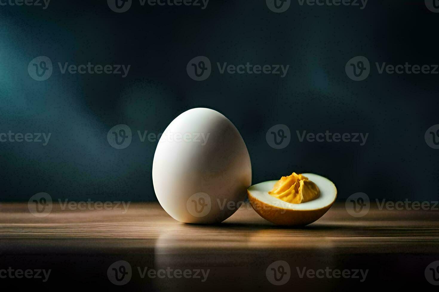 un huevo y un medio de un huevo. generado por ai foto