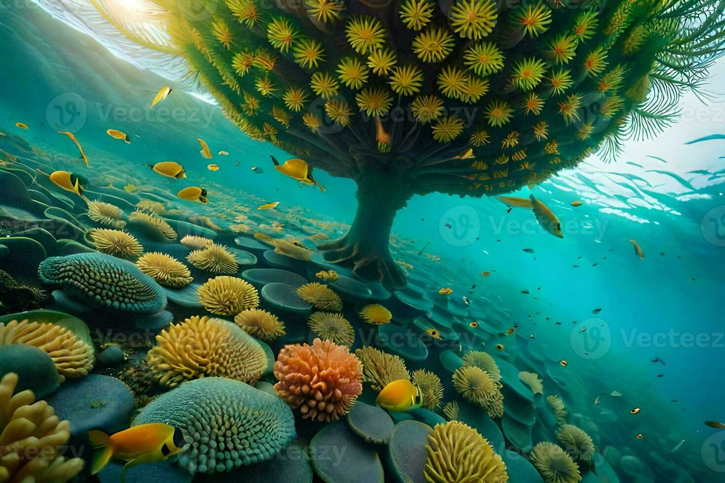 a tree of life underwater. AI-Generated photo