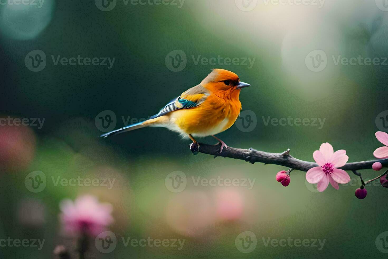 photo wallpaper the bird, flowers, spring, the bird, spring, the bird, spring,. AI-Generated