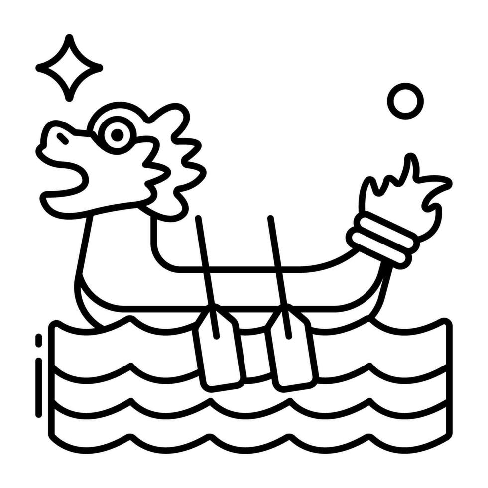 A line design icon of dragon boat vector