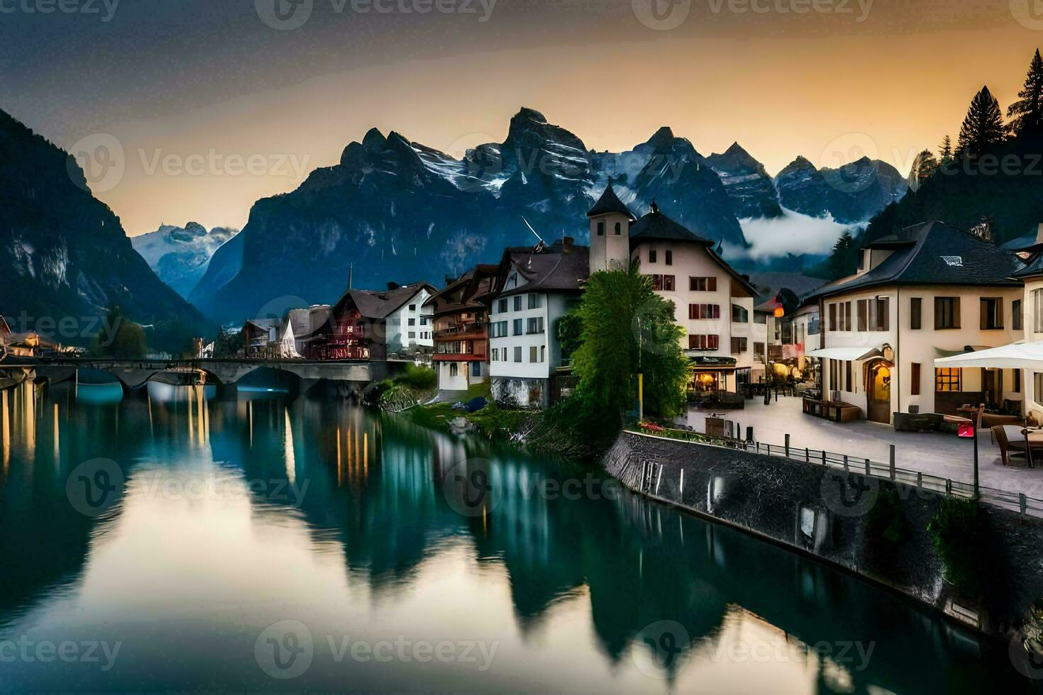 the town of hallstatt, austria. AI-Generated photo