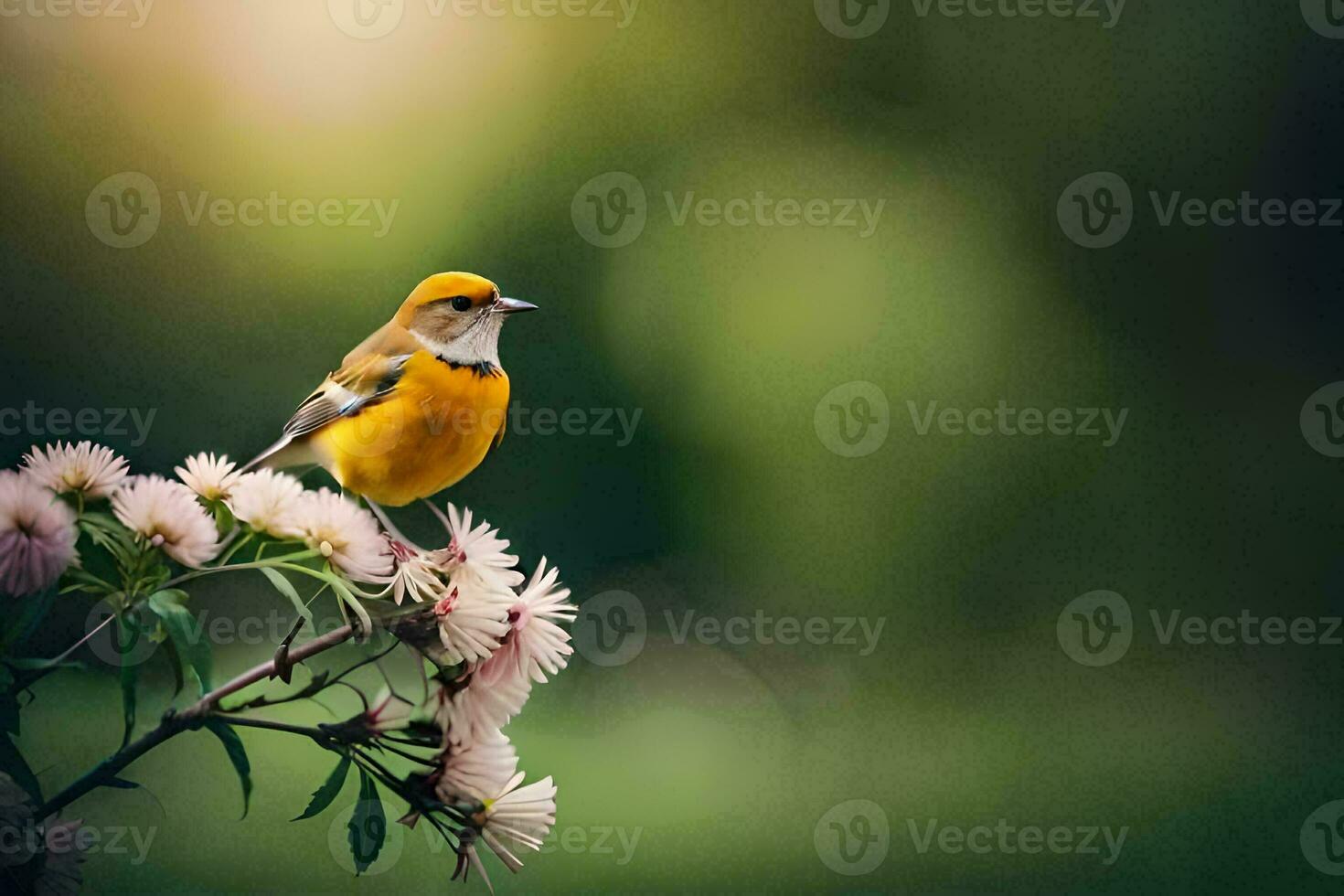 photo wallpaper the bird, flowers, the sun, the bird, the bird, the bird,. AI-Generated