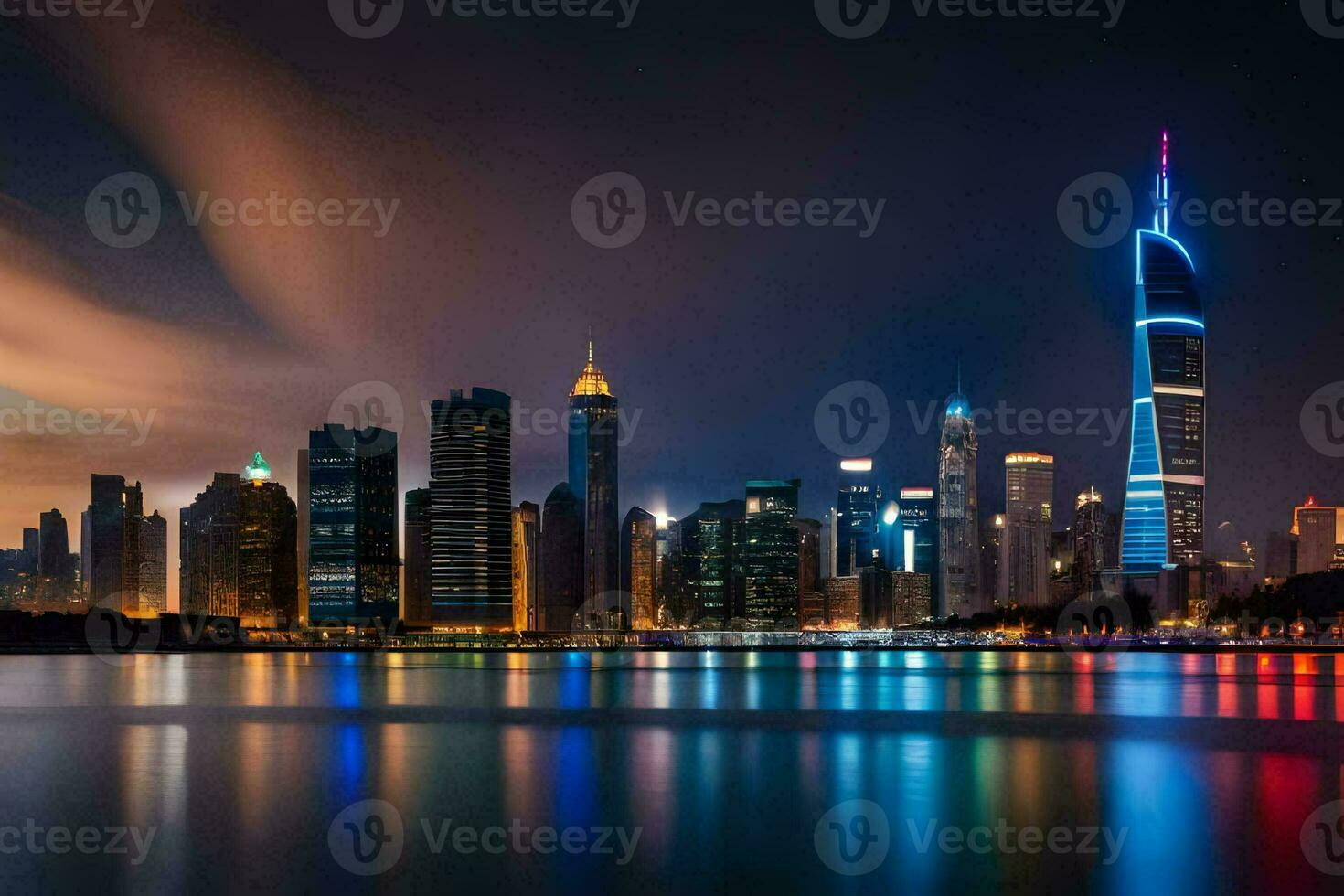 the city skyline at night in dubai. AI-Generated photo