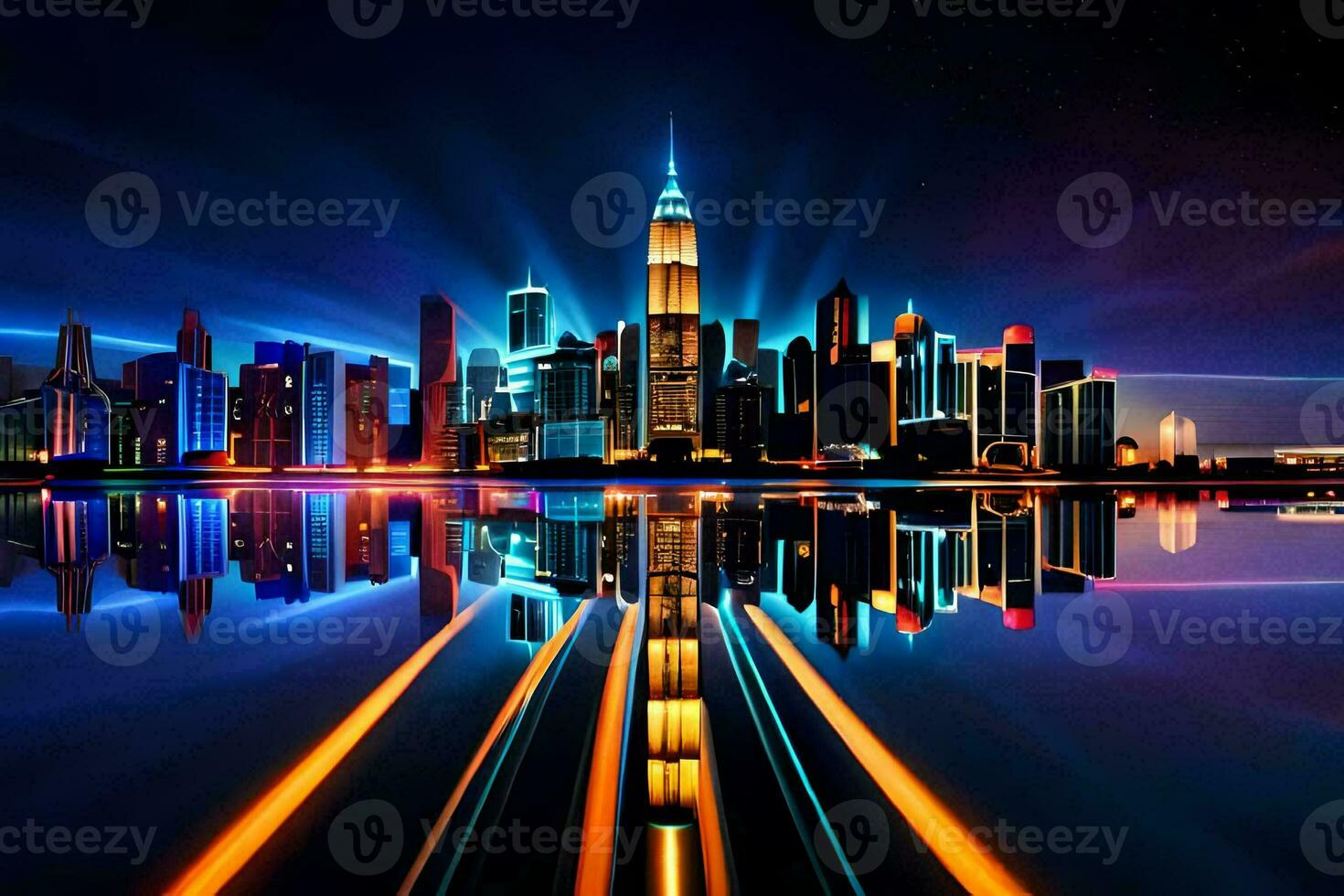 new york city at night. AI-Generated photo