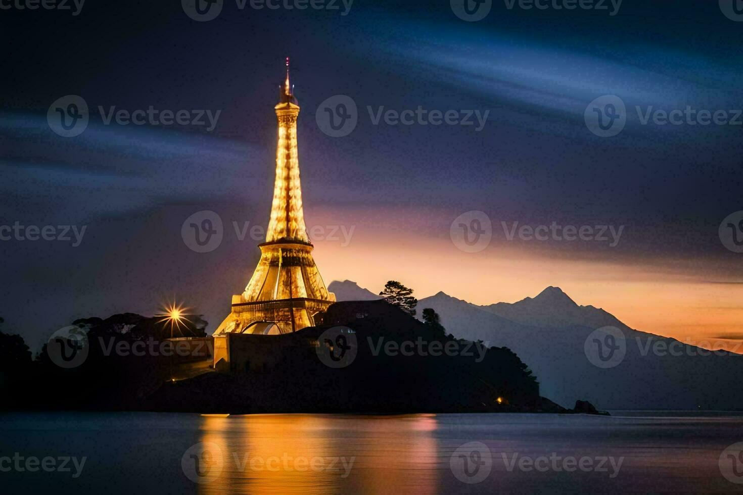 the eiffel tower in the evening. AI-Generated photo
