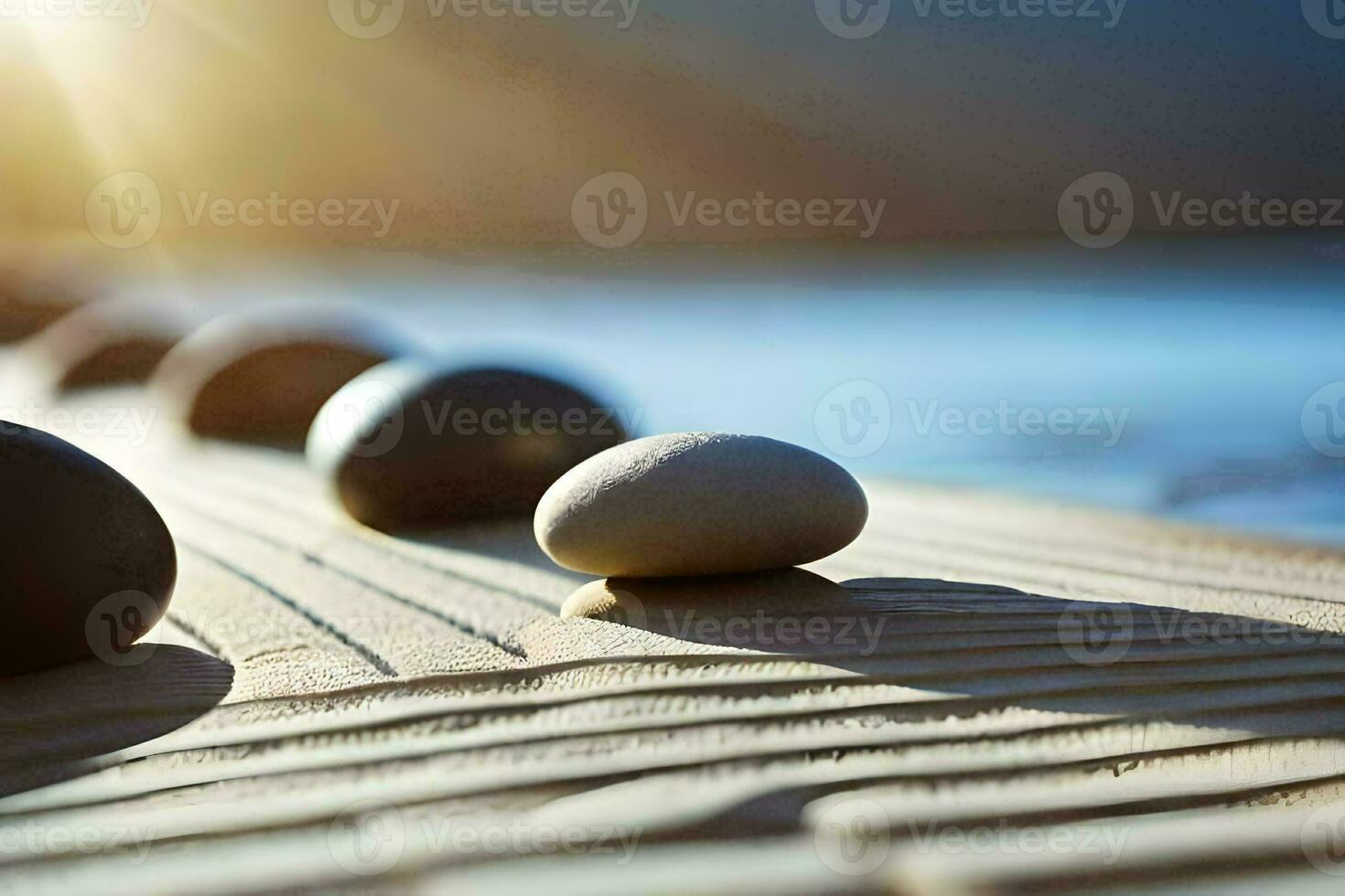 guijarros en el playa. generado por ai foto